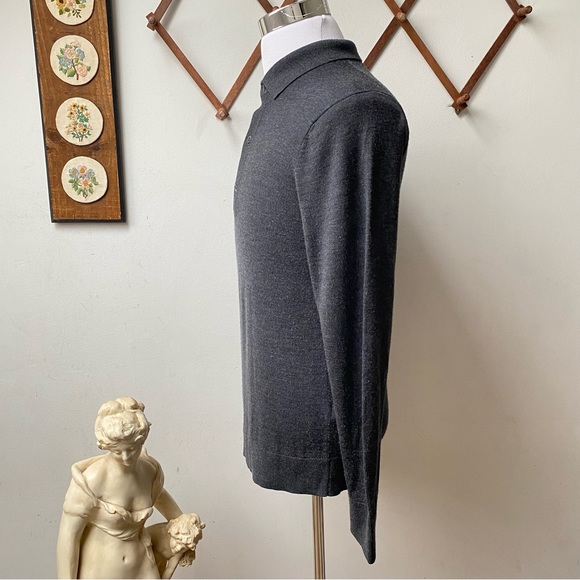 Bonobos Merino Wool Silk Grey Collared Pullover Slim Fit Sweater men’s Medium - Picture 4 of 14